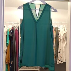 Sleeveless Teal V-Neck Blouse